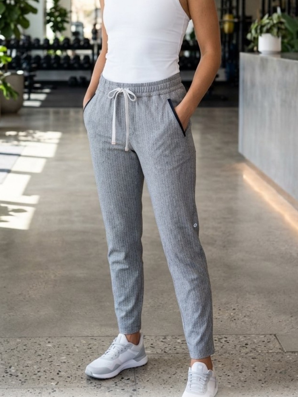 lululemon athletica Light Gray Ribbed Drawstring Joggers